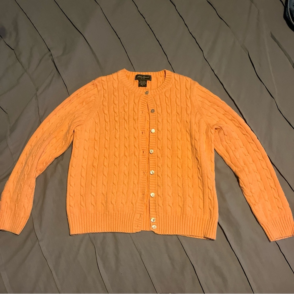 Eddie Bauer Light Orange Cable Knit Cardigan
